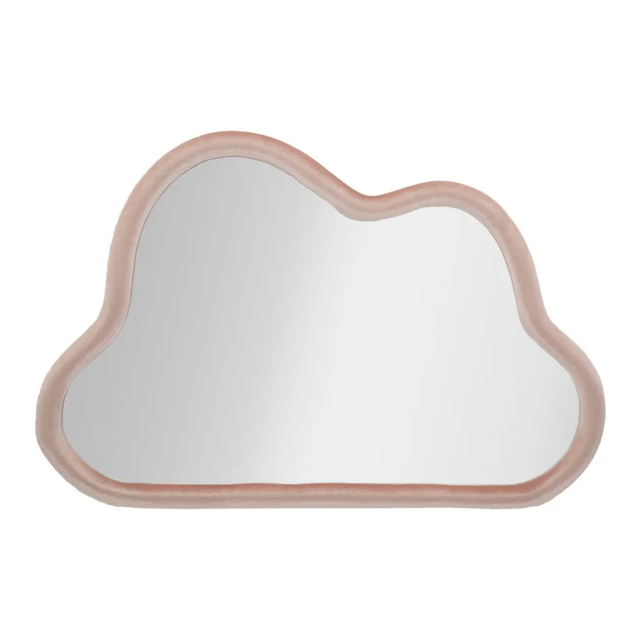 LUSTRO ZAWIESZANE CLOUD W RÓŻOWYM Aksamitnym CM 90X4X60 (WYMIARY LUSTRA CM 82X52)